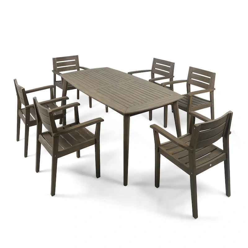 Ensemble de salle à manger rectangulaire 7 pièces en bois d'acacia Stamford par Christopher Knight Home