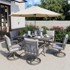 Ensemble de salle à manger de patio en aluminium de 7 pièces avec 6 chaises de salle à manger pivotantes et coussins lavables