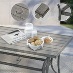 Ensemble de salle à manger de patio en aluminium de 7 pièces avec 6 chaises de salle à manger pivotantes et coussins lavables