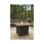 Table de bar carrée marron moyen avec foyer Signature Design by Ashley Paradise Trail pour l'extérieur