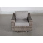 Ensemble de mobilier de jardin modulable 7 pièces gris avec coussins et fauteuils pivotants