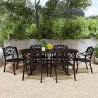 Ensemble de salle à manger d'extérieur 7 pièces en aluminium bronze Sanibel avec table à manger ovale de 72 et six fauteuils par Homestyles