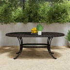 Ensemble de salle à manger d'extérieur 7 pièces en aluminium bronze Sanibel avec table à manger ovale de 72 et six fauteuils par Homestyles