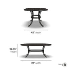 Ensemble de salle à manger d'extérieur 7 pièces en aluminium bronze Sanibel avec table à manger ovale de 72 et six fauteuils par Homestyles