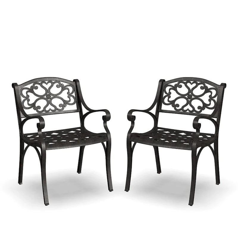 Ensemble de salle à manger d'extérieur 7 pièces en aluminium bronze Sanibel avec table à manger ovale de 72 et six fauteuils par Homestyles