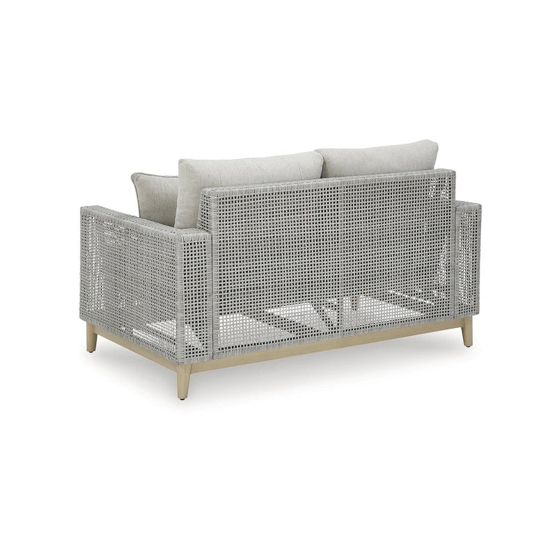 Causeuse d'extérieur grise Seton Creek avec coussin de Signature Design by Ashley - 58,5 L x 36,25 P x 35,88 H