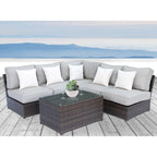 Ensemble de canapé d'angle 6 pièces en osier marron Lucca de Living Source International