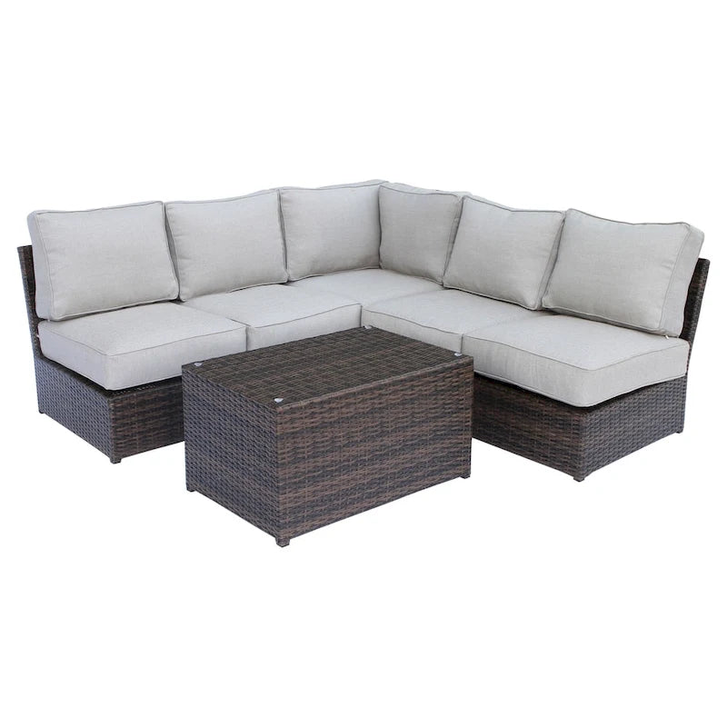 Ensemble de canapé d'angle 6 pièces en osier marron Lucca de Living Source International