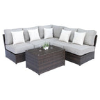Ensemble de canapé d'angle 6 pièces en osier marron Lucca de Living Source International