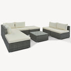Ensembles de meubles de patio extérieurs 8 pièces, ensemble de canapés en osier pour conversation de jardin