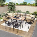 Ensemble de salle à manger de patio 7 pièces MAISON ARTS avec 6 chaises de jardin empilables en acier