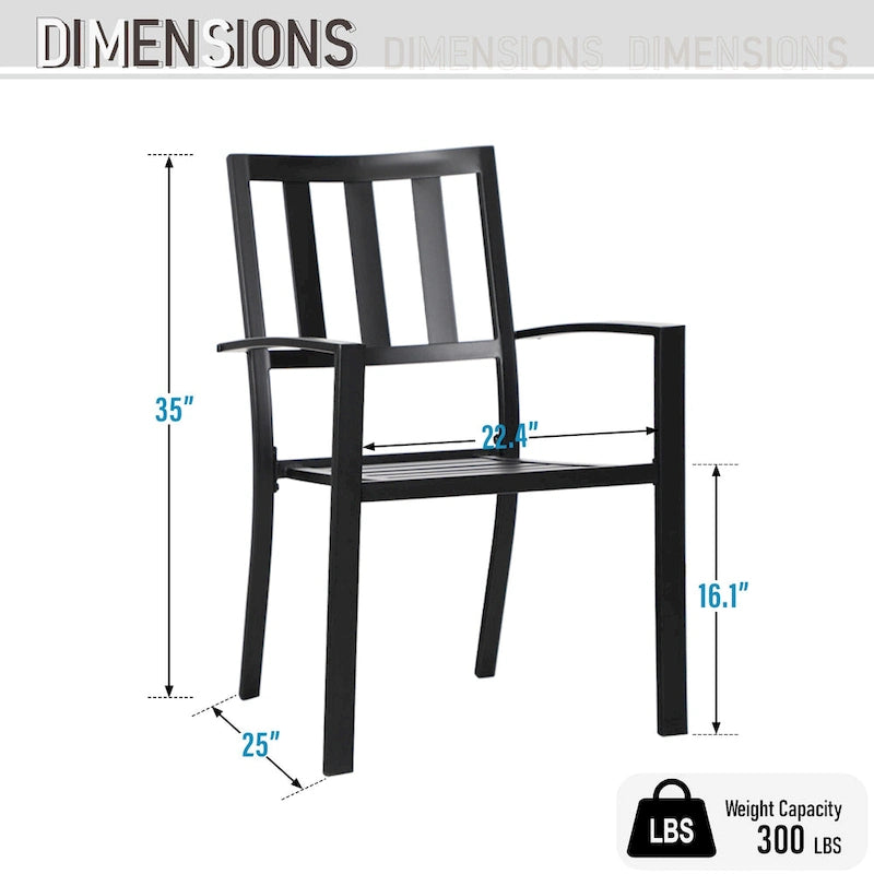 Ensemble de salle à manger de patio 7 pièces MAISON ARTS avec 6 chaises de jardin empilables en acier