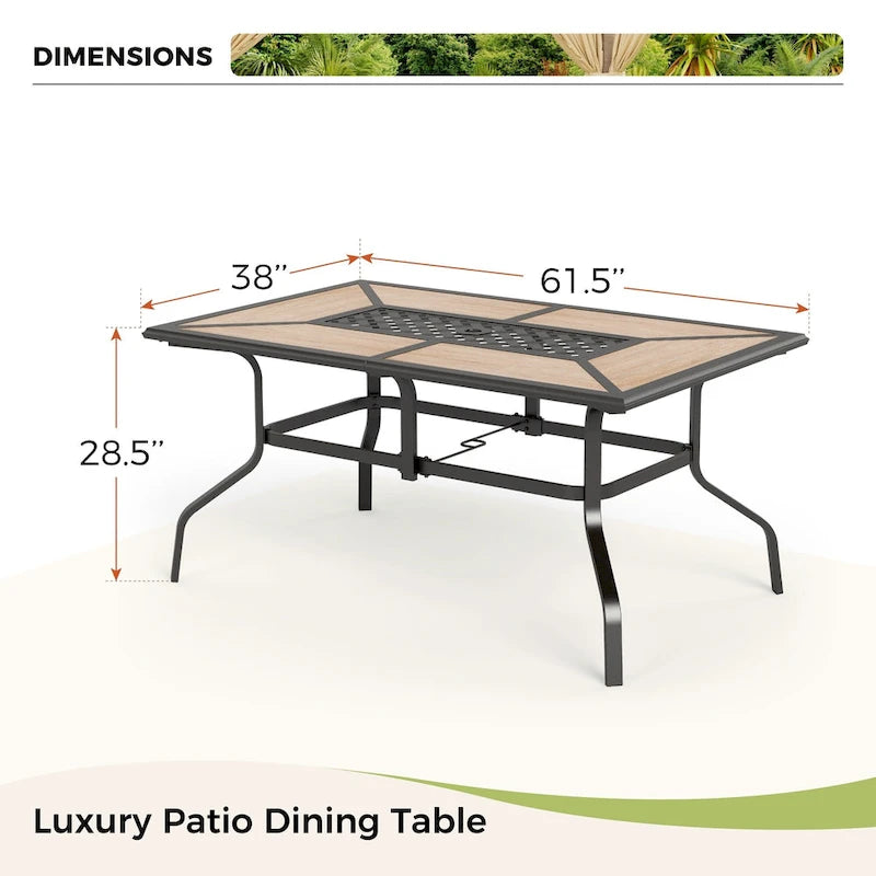 Ensemble de salle à manger de patio 7 pièces MAISON ARTS avec 6 chaises de jardin empilables en acier