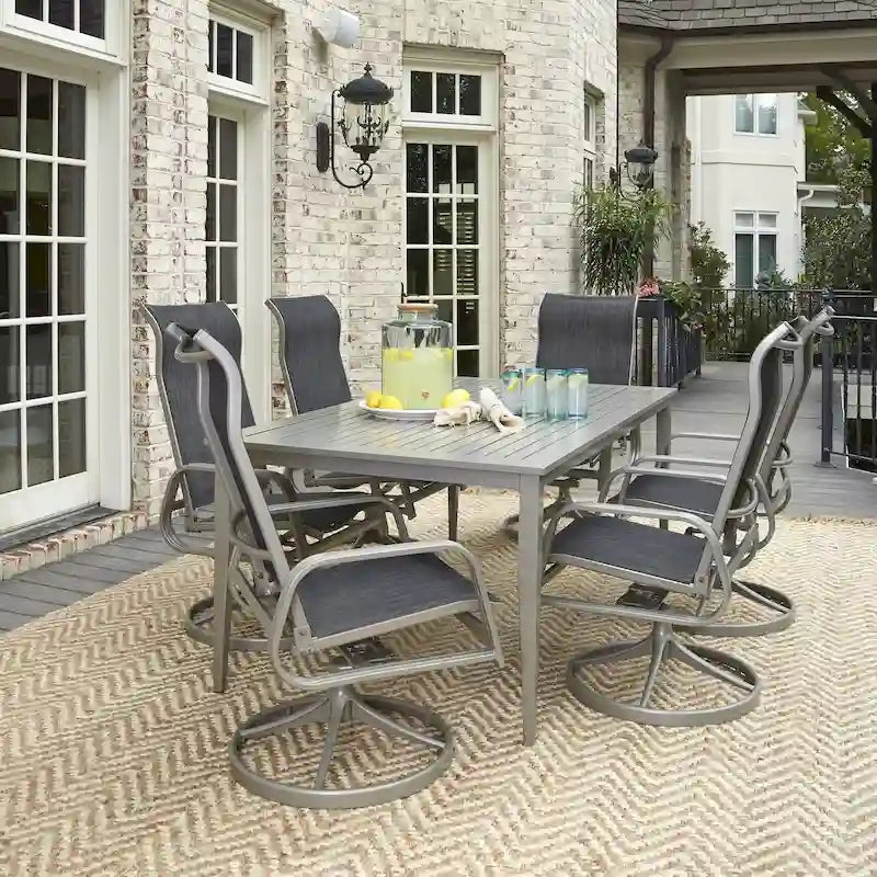 Ensemble de salle à manger d'extérieur 7 pièces en aluminium Captiva gris - 71 x 29 x 40