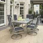 Captiva Gray Aluminum 7 Piece Outdoor Dining Set - 71 x 29 x 40