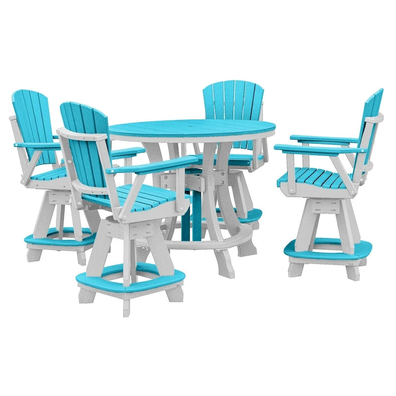 Table ronde à hauteur de comptoir, modèle OS Home and Office, en bleu Aruba avec base blanche - N/A