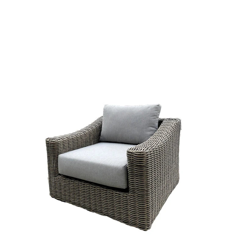 Ensemble causeuse Tulum deux tons beige foncé avec coussins et cadre en aluminium