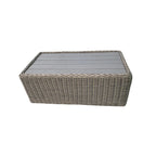 Ensemble causeuse Tulum deux tons beige foncé avec coussins et cadre en aluminium