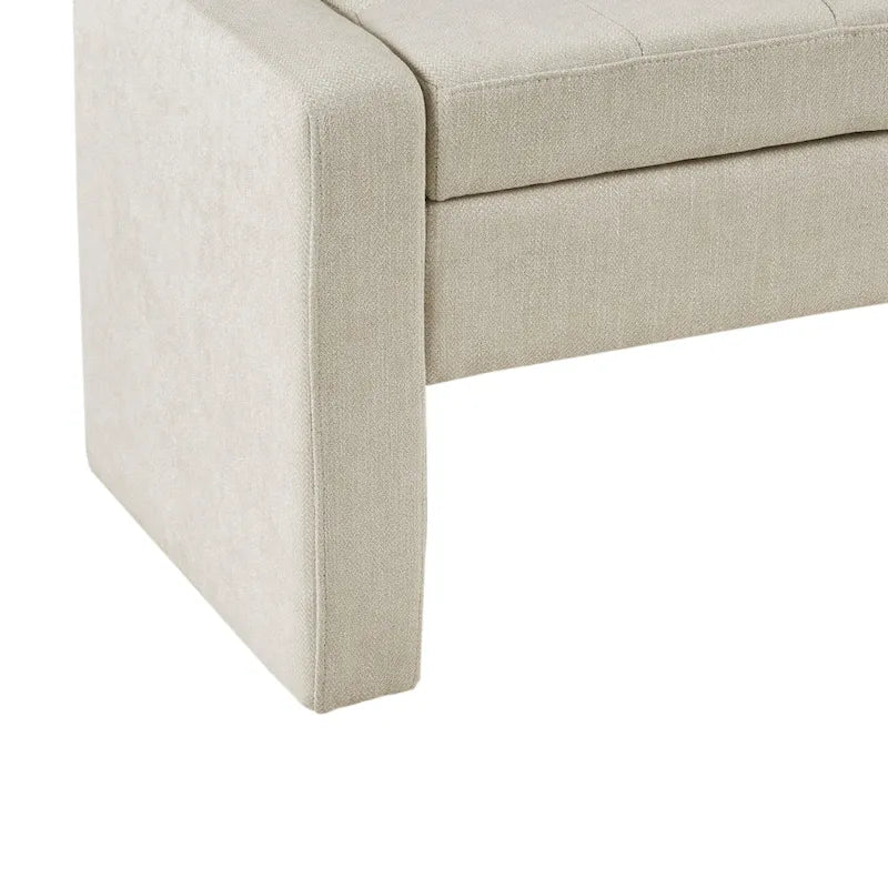 Banc de rangement capitonné en crème avec couvercle à fermeture amortie, 1 place
