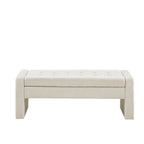 Banc de rangement capitonné en crème avec couvercle à fermeture amortie, 1 place