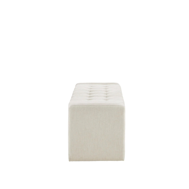 Banc de rangement capitonné en crème avec couvercle à fermeture amortie, 1 place