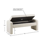 Banc de rangement capitonné en crème avec couvercle à fermeture amortie, 1 place