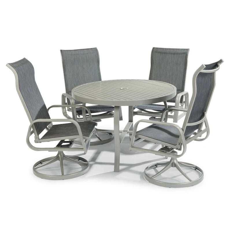 Ensemble de salle à manger d'extérieur 5 pièces Captiva avec table ronde de 42 po et quatre chaises pivotantes par Homestyles