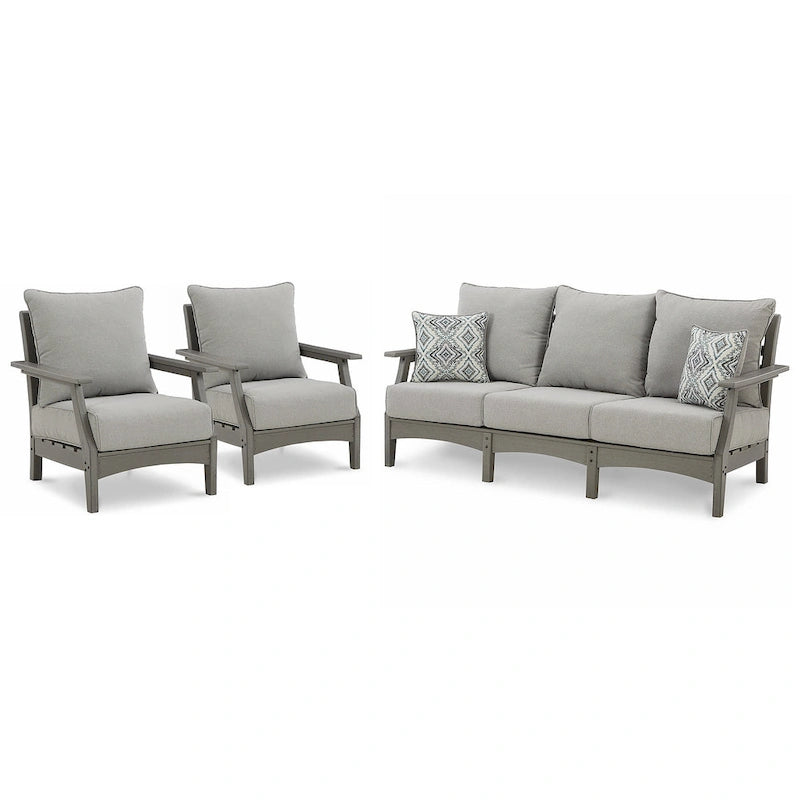 Signature Design by Ashley Visola Gray 3-Piece Outdoor Package - 80W x 33D x 37H