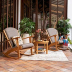 Fauteuil à bascule d'extérieur en bois de teck 3 pièces Cambridge Casual Auburn