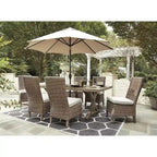 Signature Design by Ashley Beachcroft Beige 7-Piece Outdoor Dining Package - 84.25 W x 42.25 D x 29.25 H