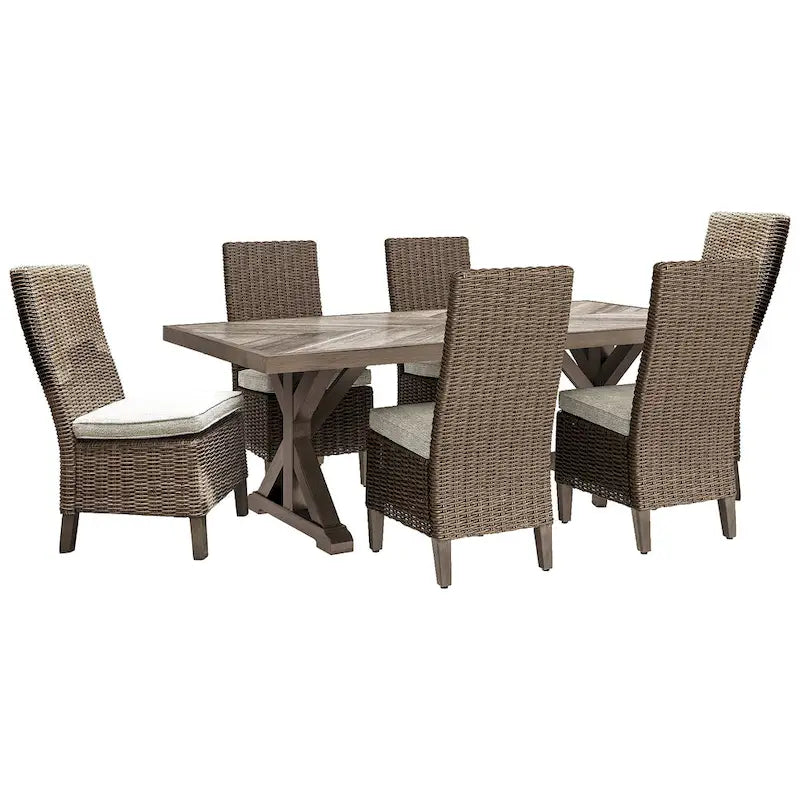 Ensemble de salle à manger d'extérieur 7 pièces Signature Design by Ashley Beachcroft Beige - 84.25 L x 42.25 P x 29.25 H