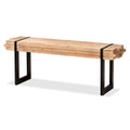 Banc d'entrée rustique industriel en MDF marron et noir avec effet bois empilé et pieds en métal, 1 place