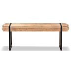 Banc d'entrée rustique industriel en MDF marron et noir avec effet bois empilé et pieds en métal, 1 place