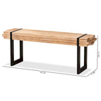 Banc d'entrée rustique industriel en MDF marron et noir avec effet bois empilé et pieds en métal, 1 place