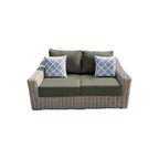 Causeuse Tulum bicolore beige foncé à cadre en aluminium avec coussins
