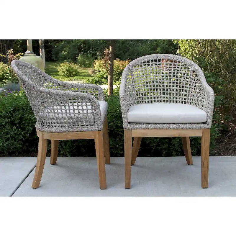 Ensemble de salle à manger Nadine 5 pièces en teck avec chaises en corde