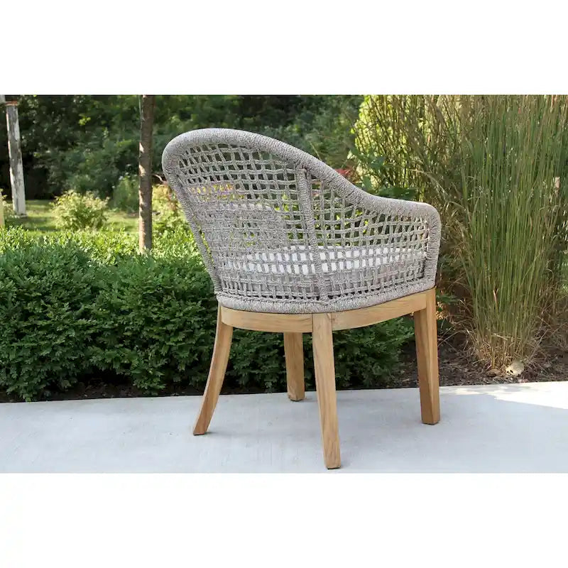 Ensemble de salle à manger Nadine 5 pièces en teck avec chaises en corde