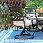 MAISON ARTS Ensemble de Salle à Manger Extérieur 5 Pièces, Table Carrée en Acier et Chaises de Salle à Manger au Motif Élégant en Fer Forgé