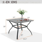 MAISON ARTS Ensemble de Salle à Manger Extérieur 5 Pièces, Table Carrée en Acier et Chaises de Salle à Manger au Motif Élégant en Fer Forgé