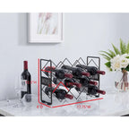 Range-bouteilles en étain avec 8 fentes en diamant et plaques latérales « WINE », peut contenir 8 bouteilles