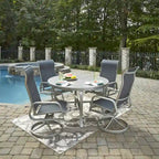 Ensemble de salle à manger d'extérieur 5 pièces en aluminium gris Captiva - 122 x 74 x 122