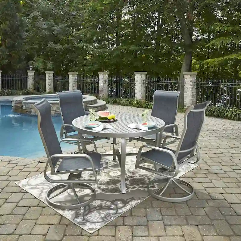 Captiva Gray Aluminum 5 Piece Outdoor Dining Set - 48 x 29 x 48