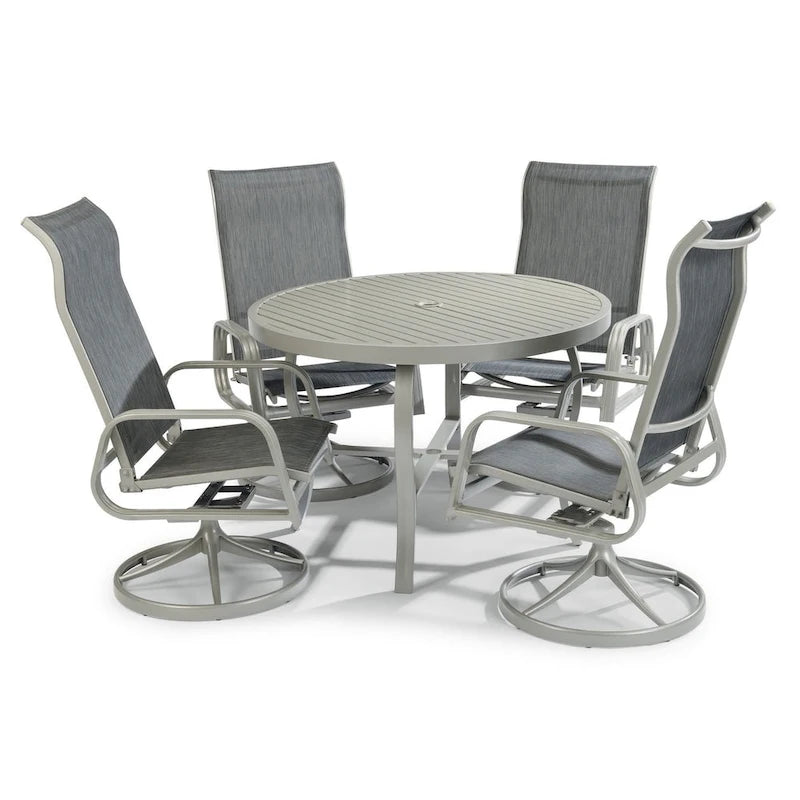 Ensemble de salle à manger d'extérieur 5 pièces en aluminium gris Captiva - 122 x 74 x 122