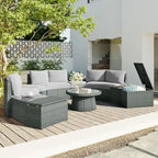 Ensemble de canapés de jardin modulables en rotin 10 pièces en demi-cercle