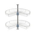 Organisateur de placard à deux plateaux Lazy Susan en acier inoxydable gris de 71 cm