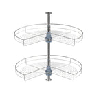 Organisateur de placard à deux plateaux Lazy Susan en acier inoxydable gris de 71 cm