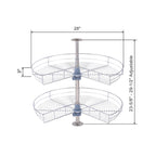 Organisateur de placard à deux plateaux Lazy Susan en acier inoxydable gris de 71 cm