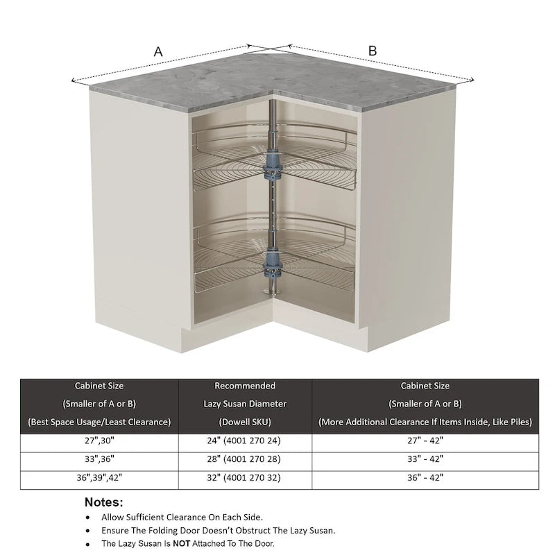 Organisateur de placard à deux plateaux Lazy Susan en acier inoxydable gris de 71 cm