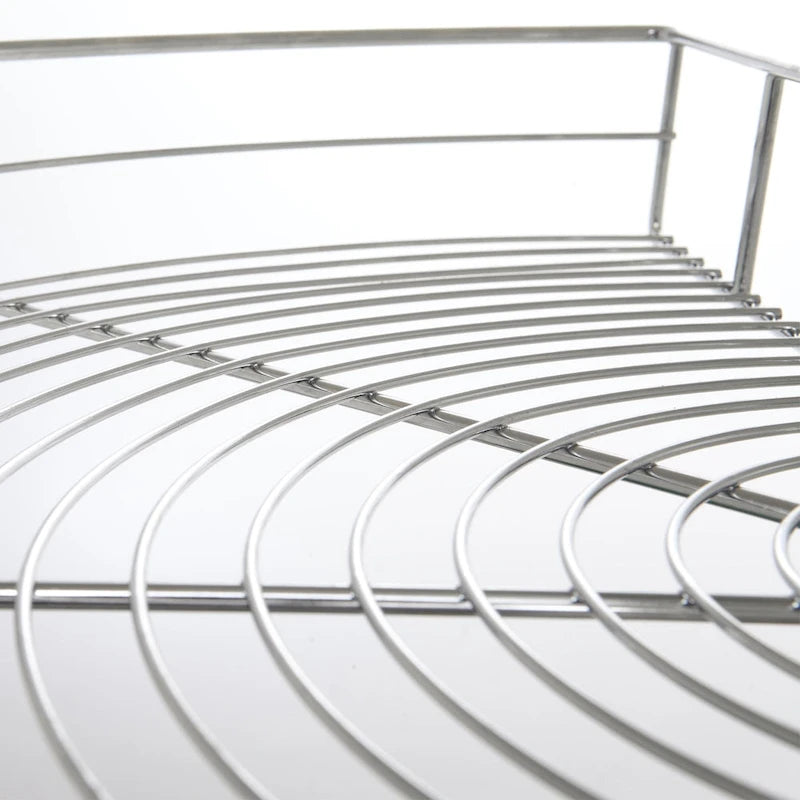 Organisateur de placard à deux plateaux Lazy Susan en acier inoxydable gris de 71 cm