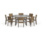 Ensemble de repas d'extérieur Maracay Tree Bark avec chaises empilables (9 pièces)
